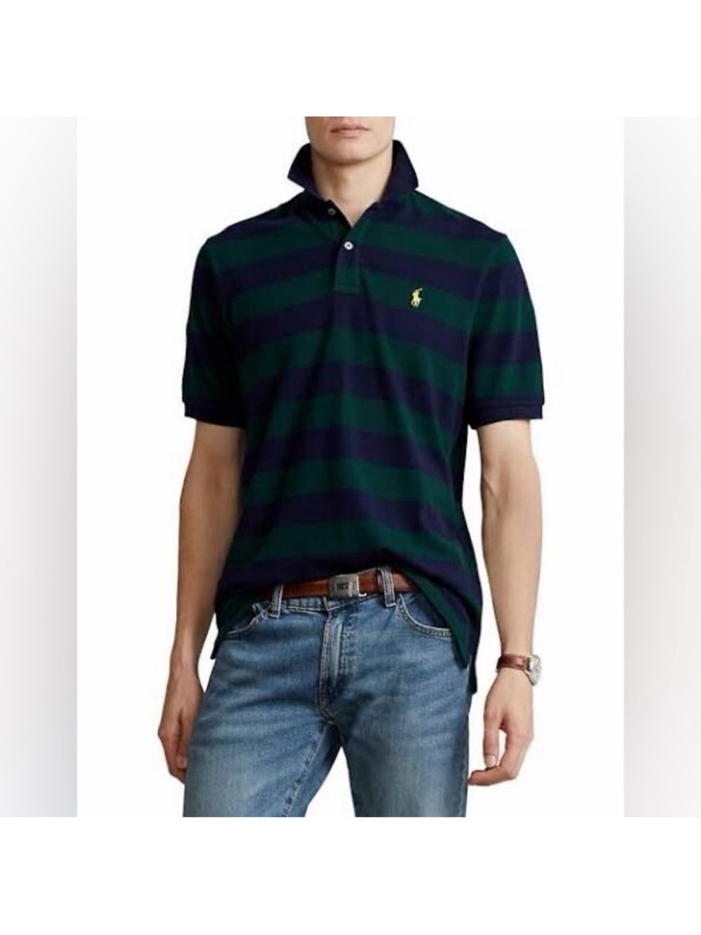 Polo Ralph Lauren Navy & Green Striped Polo